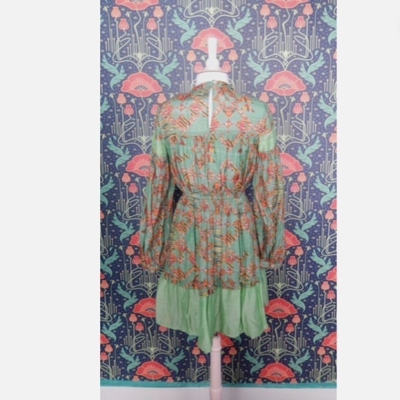 Chufy Tika Mini Daxa Mint Green Long Sleeve Fit Flare Boho Dress XS Nwt - Picture 8 of 8
